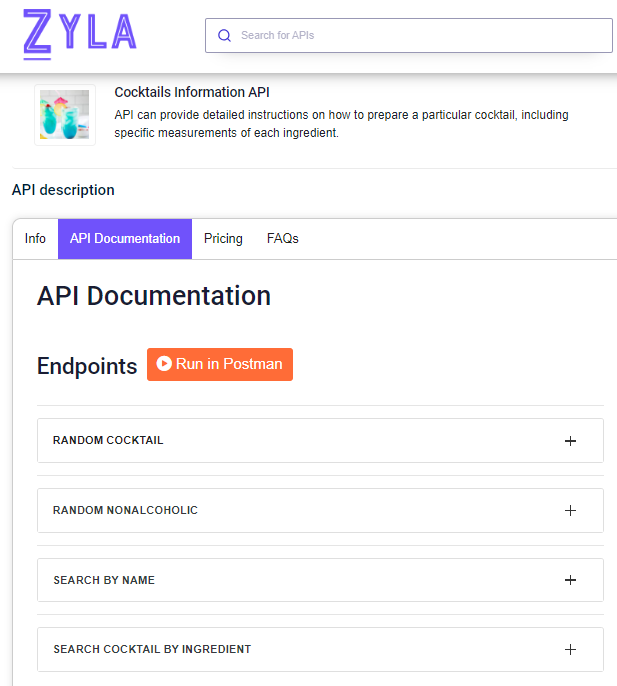 Cocktail Information API on Zyla API Hub